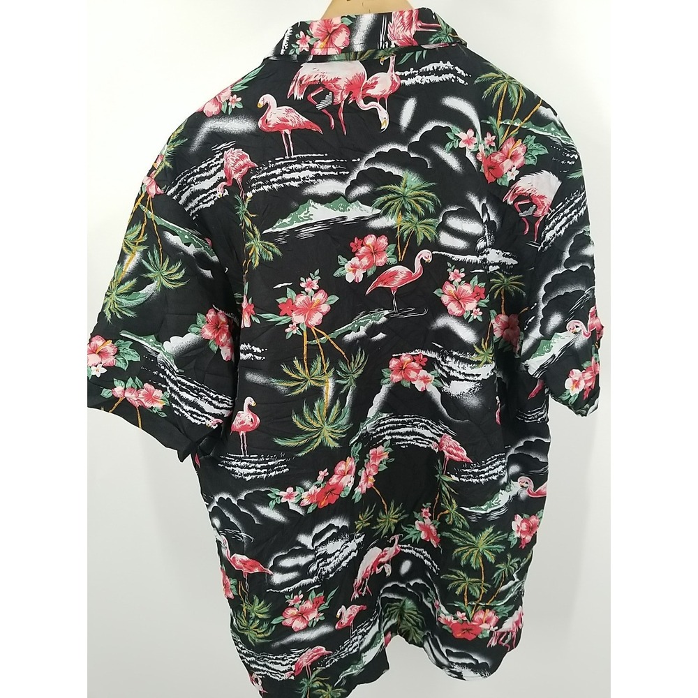 SSLR Hawaiian‎ Shirt Mens XL Button Up Short  Sleeve Flamingo Floral - Picture 6 of 6